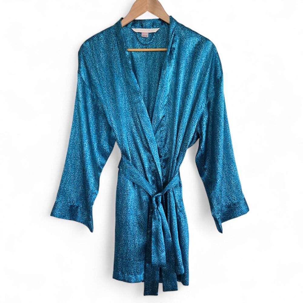 Victoria's Secret Teal Animal Print Satin Robe